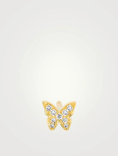 14K Gold Baby Butterfly Stud Earring