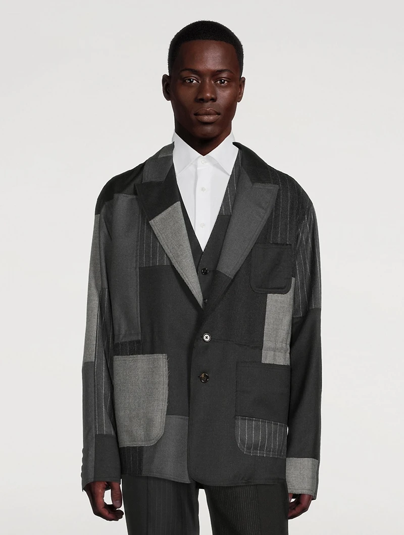 Wool-Blend Jacket Pinstriped Print