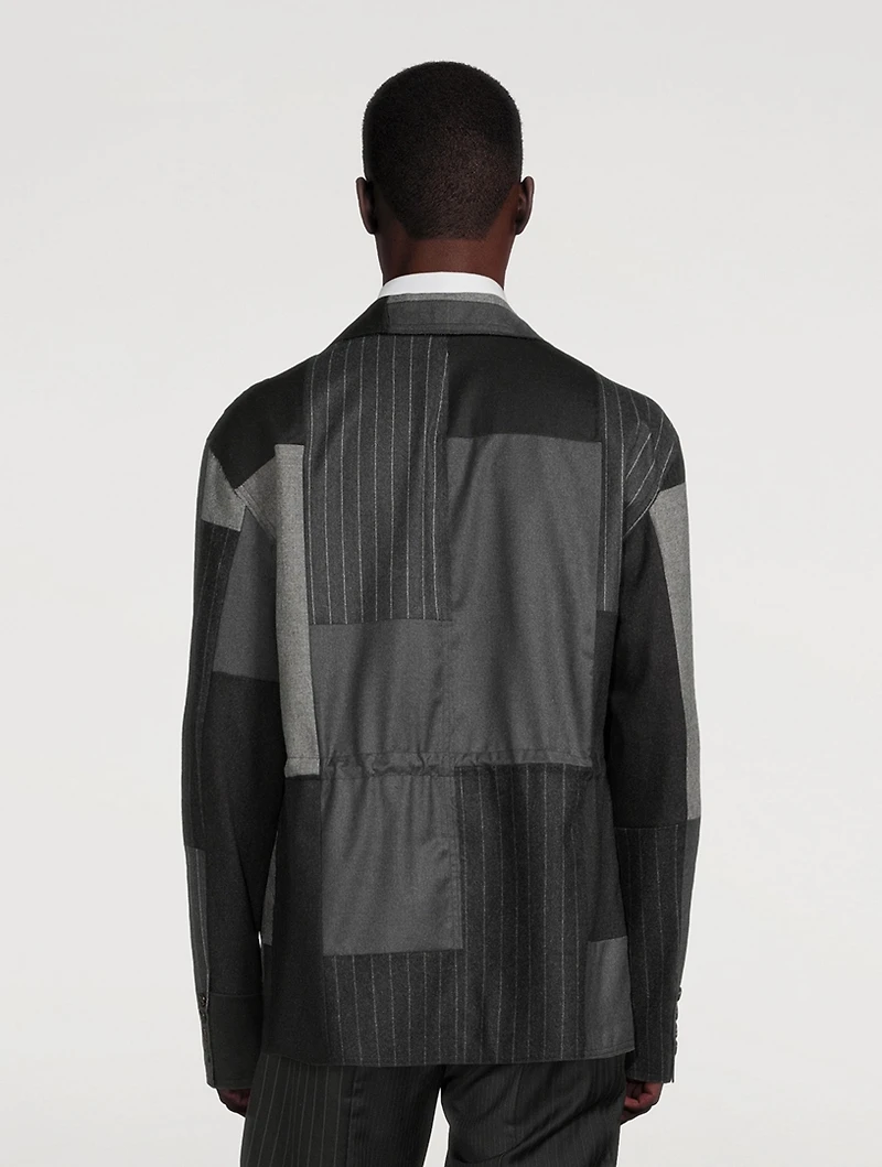 Wool-Blend Jacket Pinstriped Print