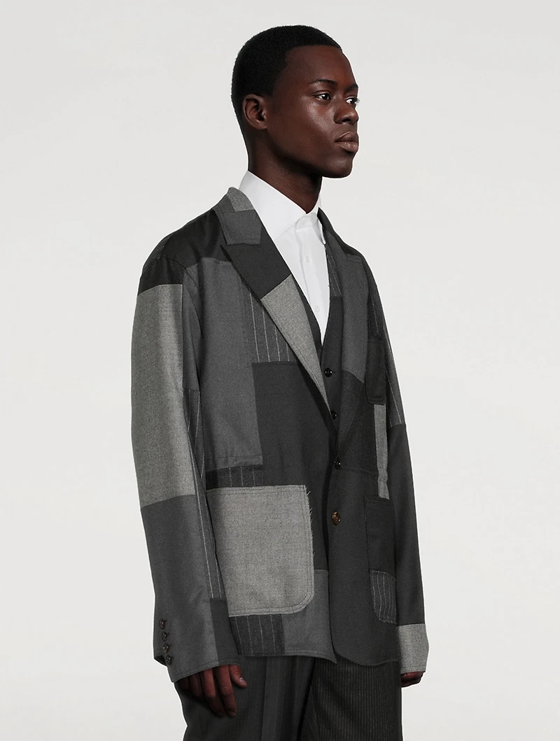 Wool-Blend Jacket Pinstriped Print