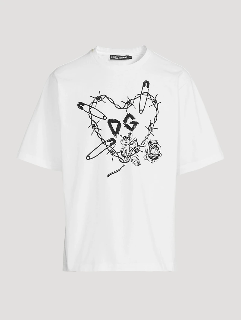 Heart Pin Cotton T-Shirt