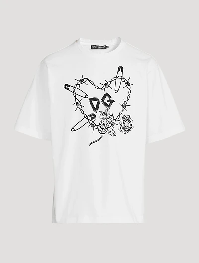 Heart Pin Cotton T-Shirt