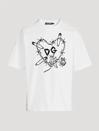 Heart Pin Cotton T-Shirt