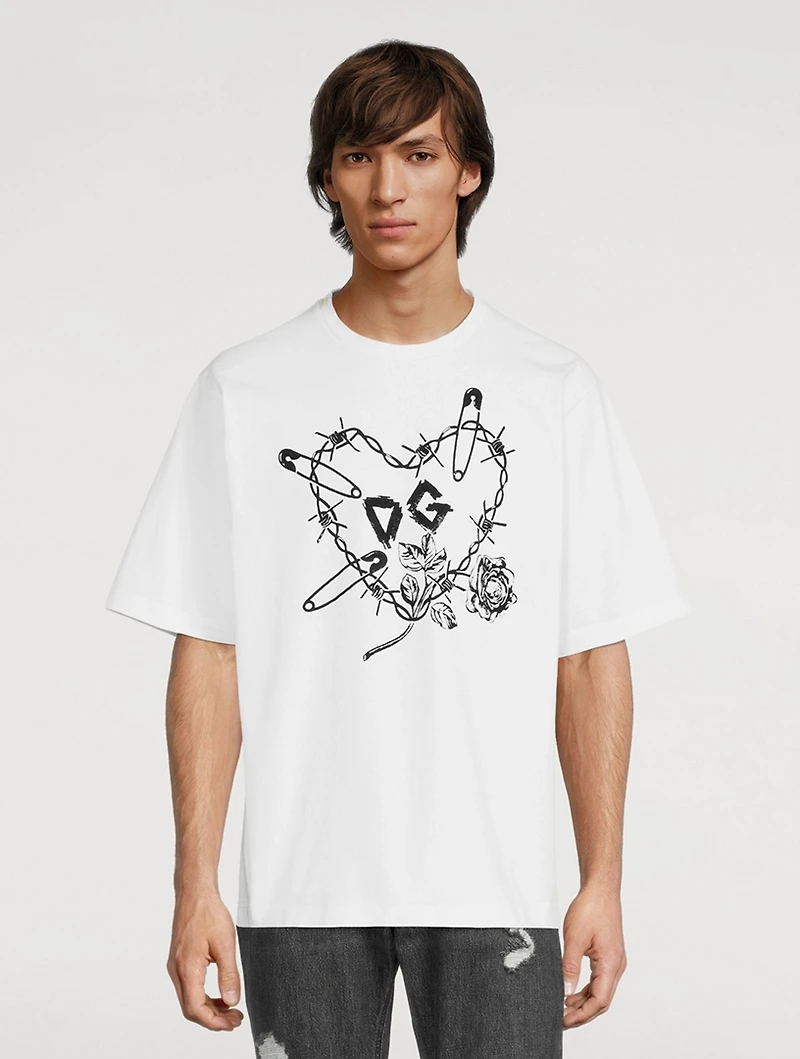 Heart Pin Cotton T-Shirt