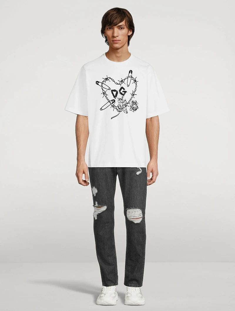 Heart Pin Cotton T-Shirt