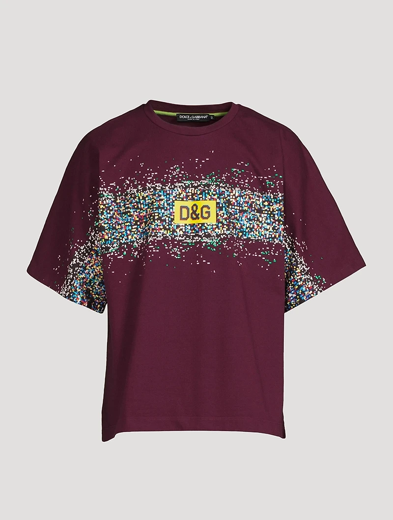 Cotton T-Shirt Glitch Print