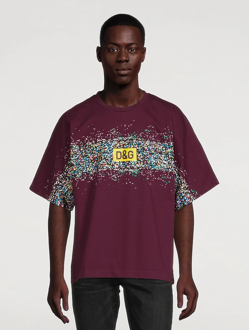 Cotton T-Shirt Glitch Print