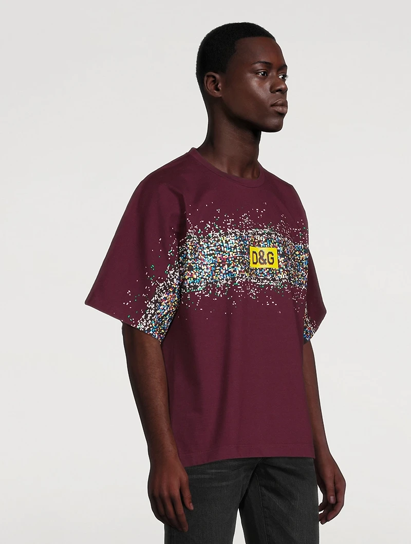 Cotton T-Shirt Glitch Print