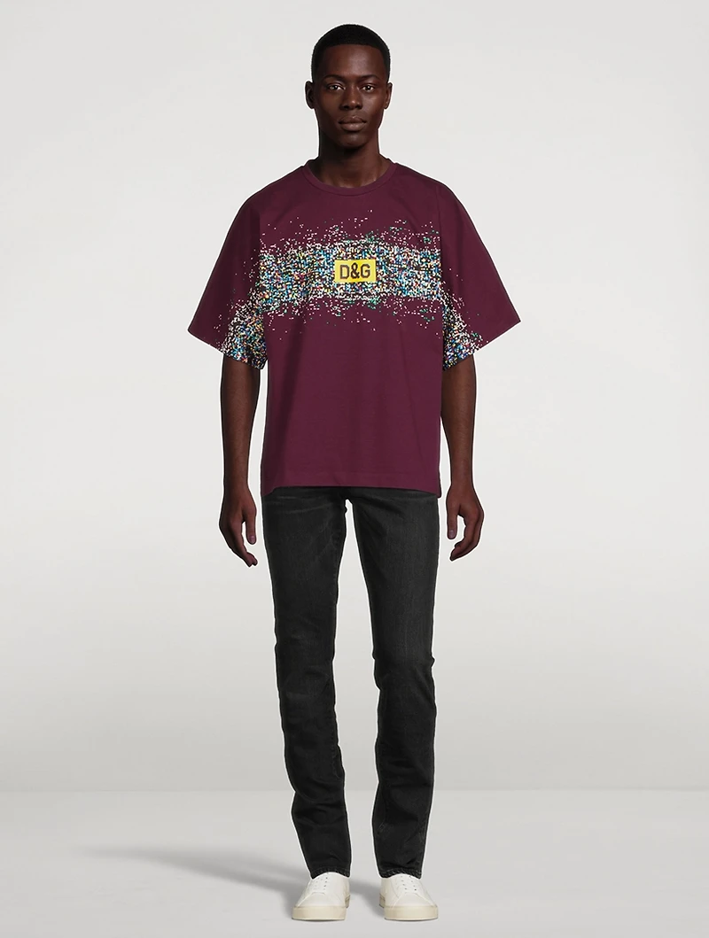 Cotton T-Shirt Glitch Print