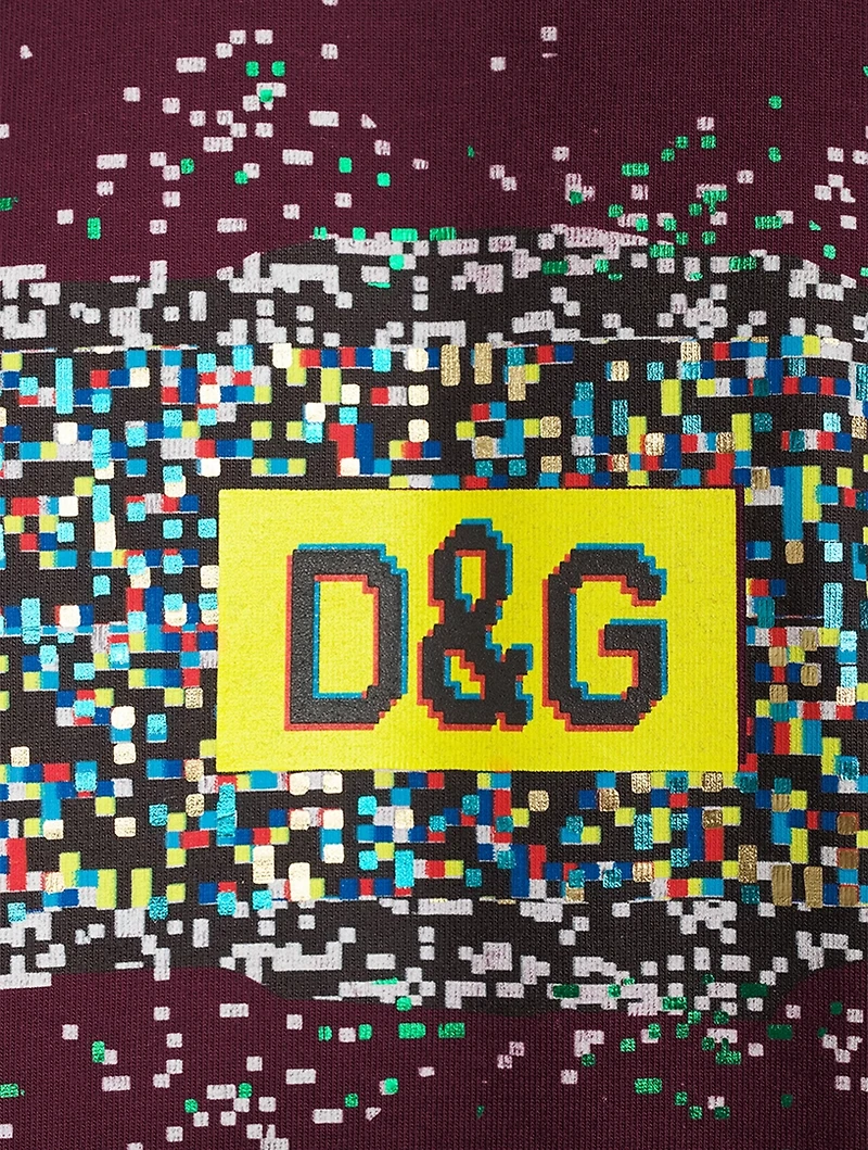 Cotton T-Shirt Glitch Print