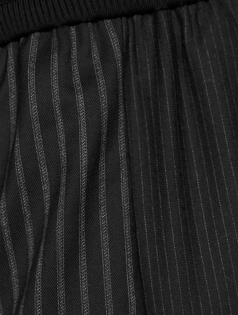 Wool-Blend Jogger Pants Pinstriped Print