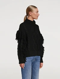 Brit Cable-Knit Fringe Sweater