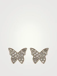 14K Gold Diamond Butterfly Stud Earrings