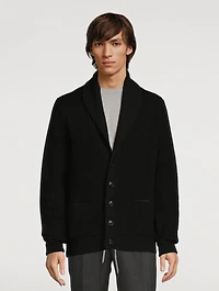 Cashmere Cardigan With Leather Trim