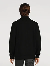 Cashmere Cardigan With Leather Trim