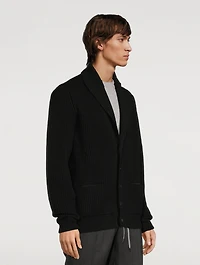 Cashmere Cardigan With Leather Trim