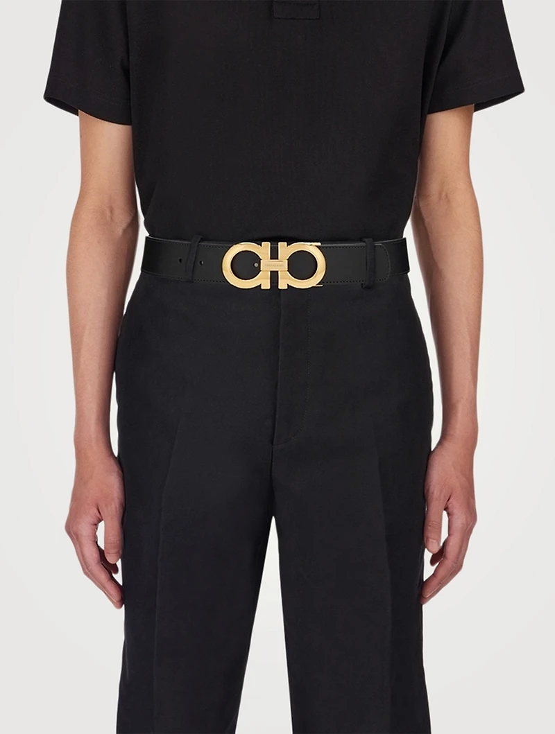 Reversible Adjustable Leather Gancini Belt