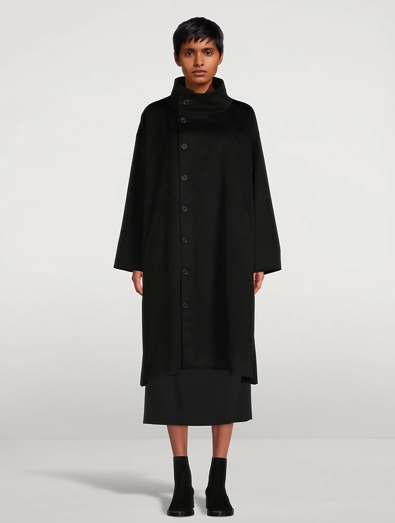 Scrunch-Neck Wool And Cashmere Coat