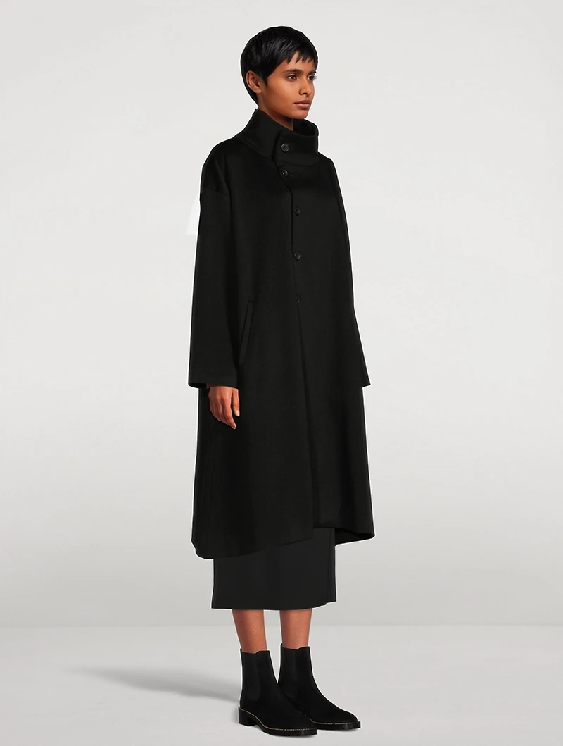 Scrunch-Neck Wool And Cashmere Coat