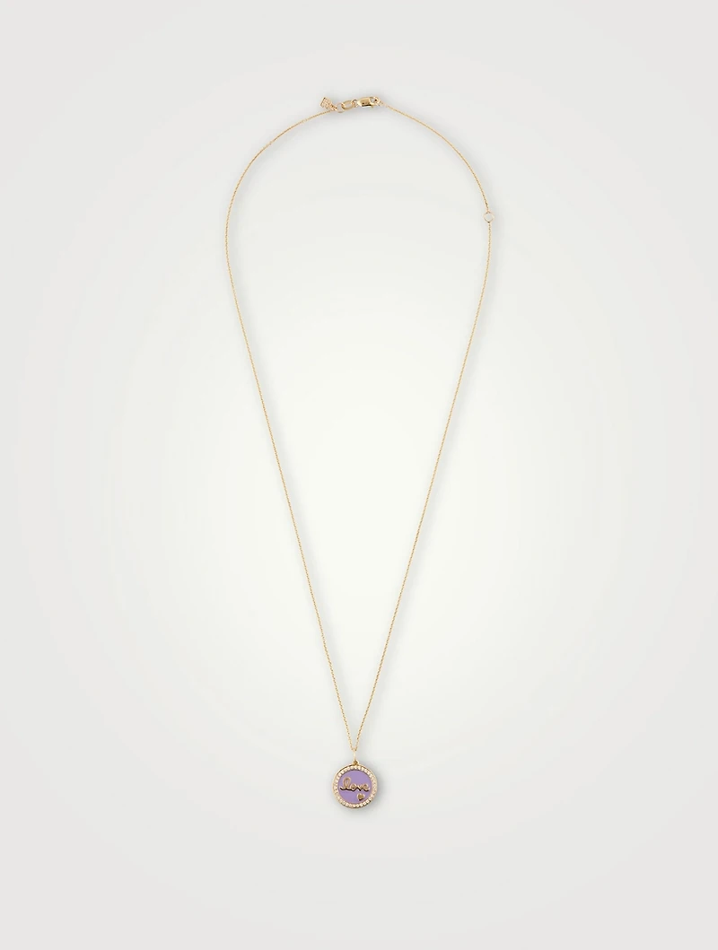 14K Gold Love Medallion Necklace With Diamonds