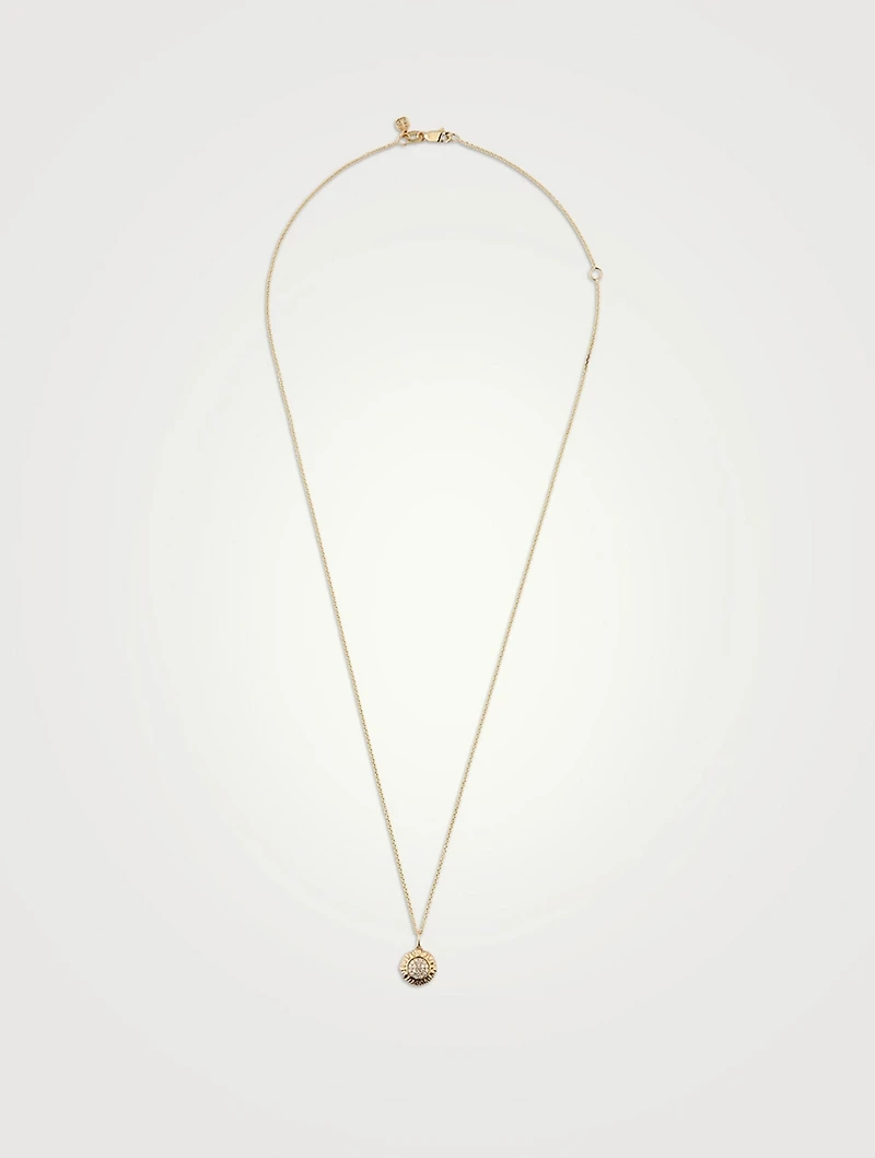 14K Gold Sunflower Necklace With Diamonds
