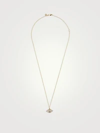 14K Gold Bezel Evil Eye Necklace With Diamonds