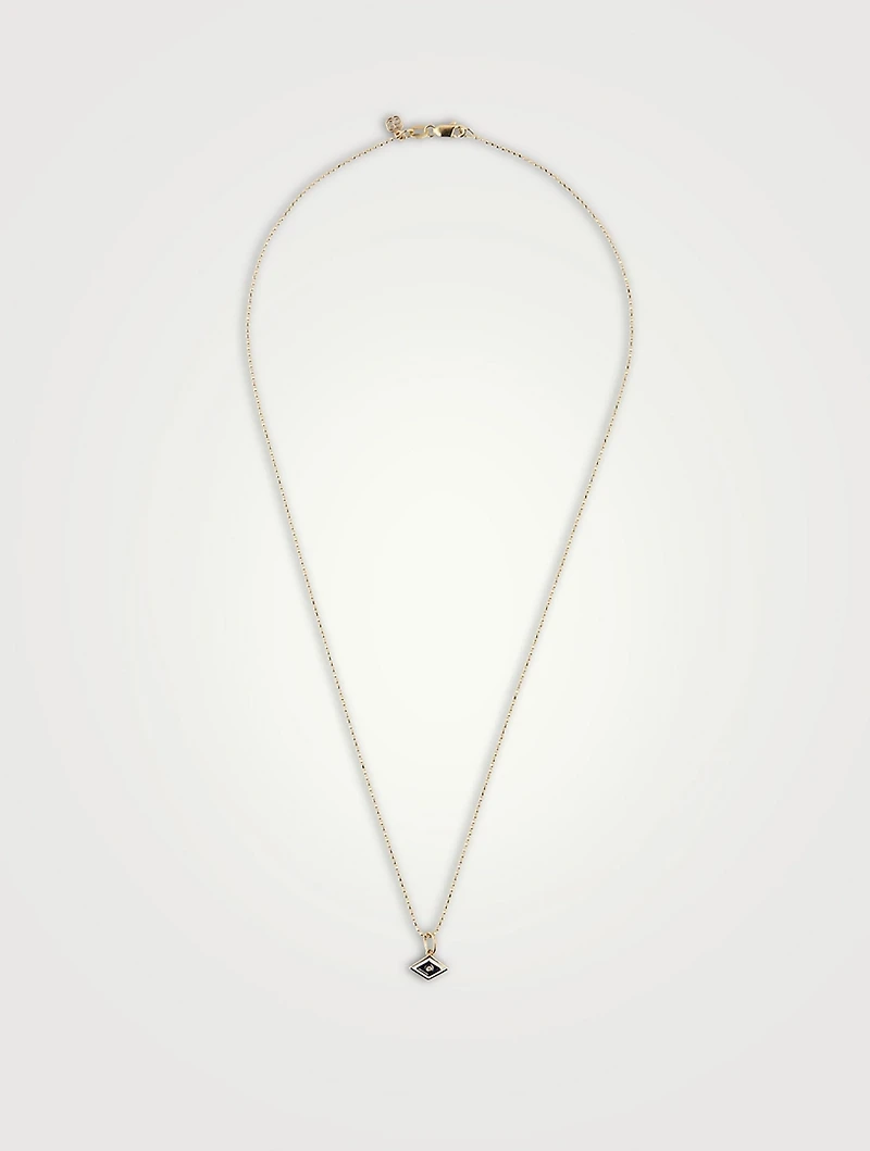 14K Gold Groovy Evil Eye Necklace With Diamonds