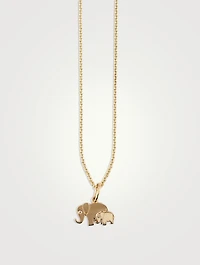 14K Gold Elephants Necklace With Diamonds