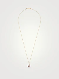14K Gold Marquis Flower Necklace With Diamond And Amethyst