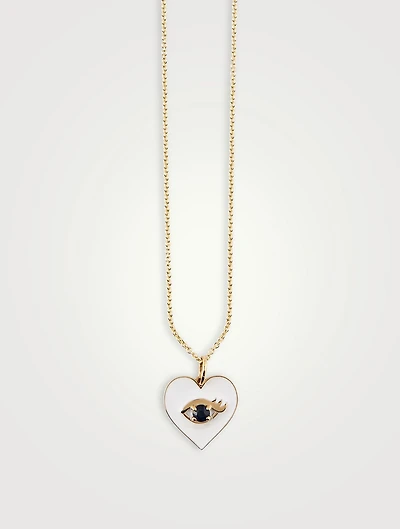 14K Gold Heart Necklace With Sapphire