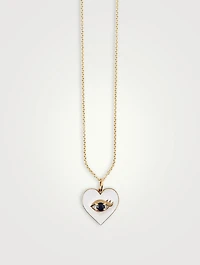 14K Gold Heart Necklace With Sapphire