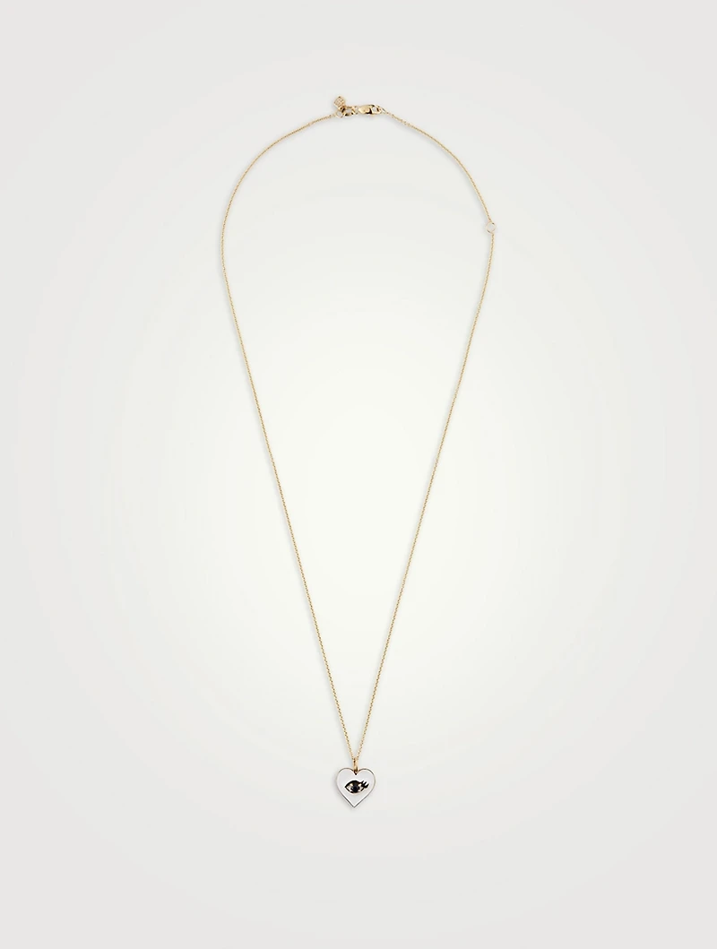 14K Gold Heart Necklace With Sapphire