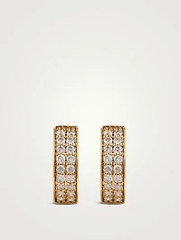 14K Gold Two-Row Huggie Earrings With Diamonds
