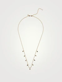 14K Gold Fringe Necklace With Sapphire