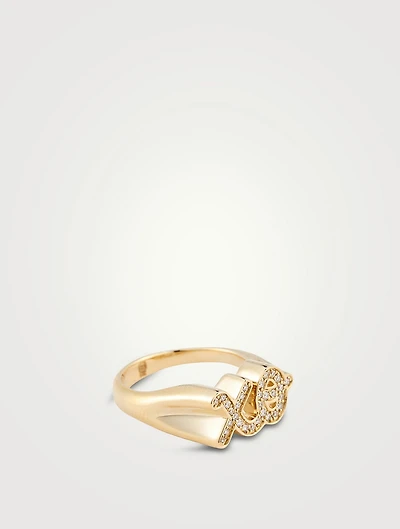 14K Gold XO Ring With Diamonds