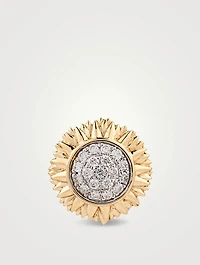 14K Gold Sunflower Stud Earring With Diamonds