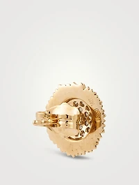 14K Gold Sunflower Stud Earring With Diamonds