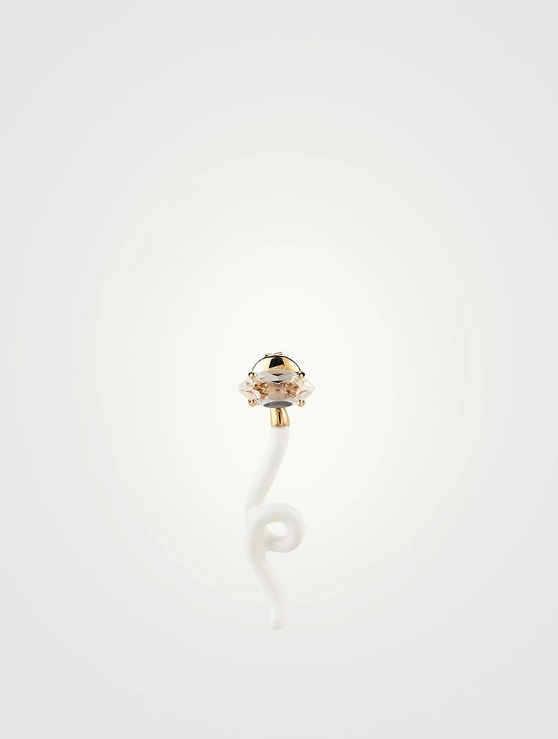 Groovy Tendril Earring With Rock Crystal