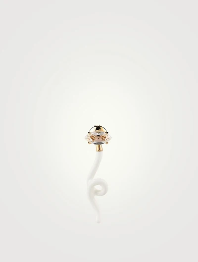 Groovy Tendril Earring With Rock Crystal