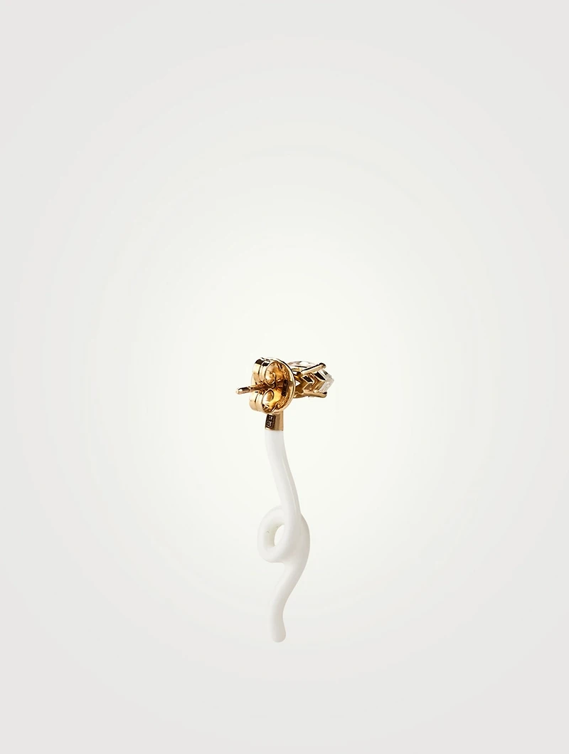 Groovy Tendril Earring With Rock Crystal