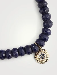 Beaded Bracelet With 14K Gold Diamond Sunflower Charm