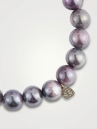 Beaded Bracelet With 14K Gold Diamond Star And Wing Charms