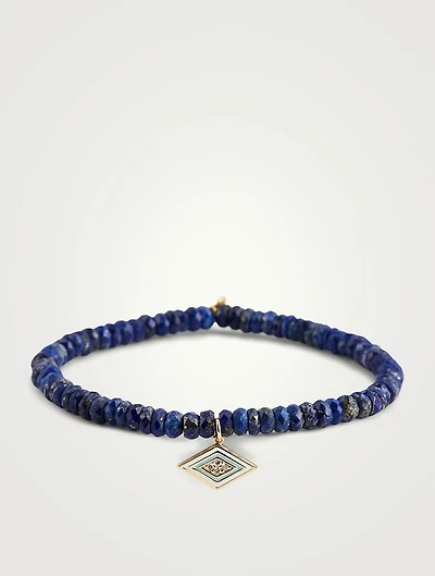 Beaded Bracelet With 14K Gold Diamond Charm