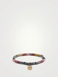 Beaded Bracelet With 14K Gold Diamond Lotus Charm
