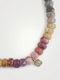 Beaded Bracelet With 14K Gold Diamond Lotus Charm