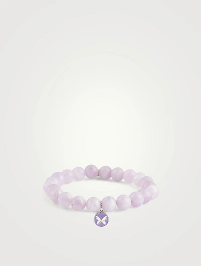 Beaded Bracelet With 14K White Gold Butterfly Charm