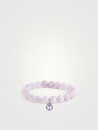 Beaded Bracelet With 14K White Gold Butterfly Charm