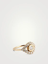 XL 14K Gold Evil Eye Ring With Diamonds