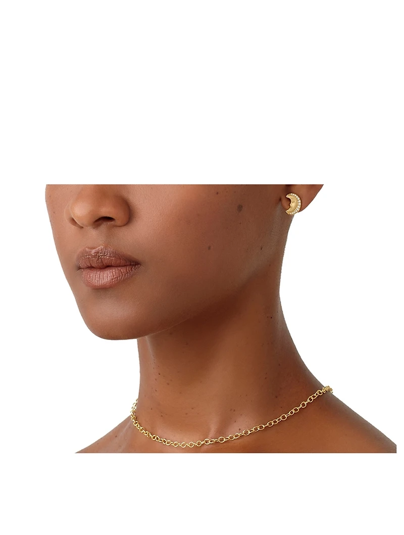 18K Gold Sole Luna Earrings With Diamonds