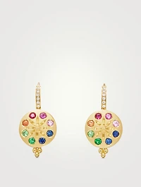 18K Gold Horizon Earrings With Multicolour Stones And Diamonds